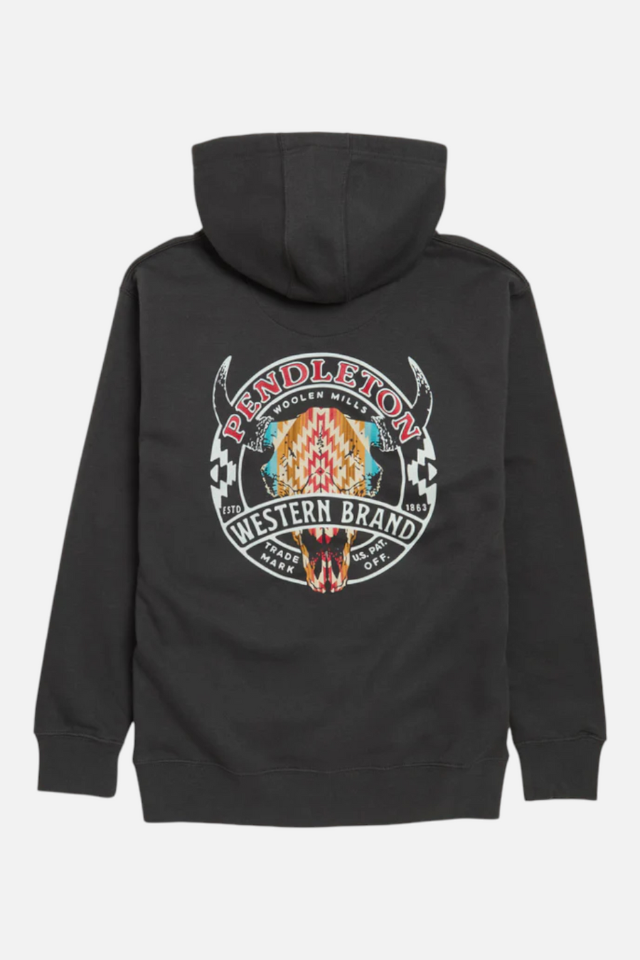 Pendleton Western Brand Logo Graphic Hoodie in Black – front view