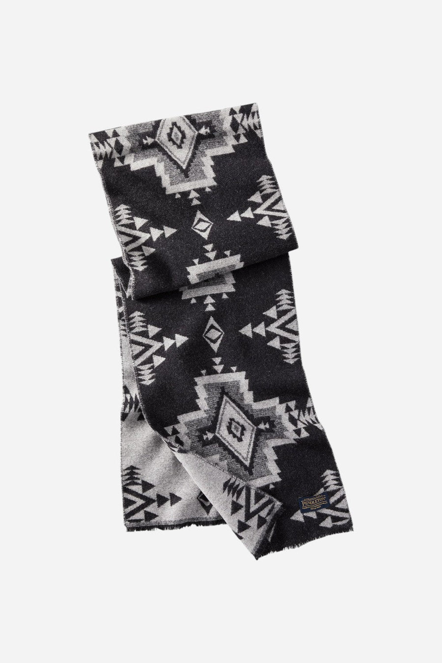 Pendleton Wool Jacquard Scarf in Black Rock Point – front view