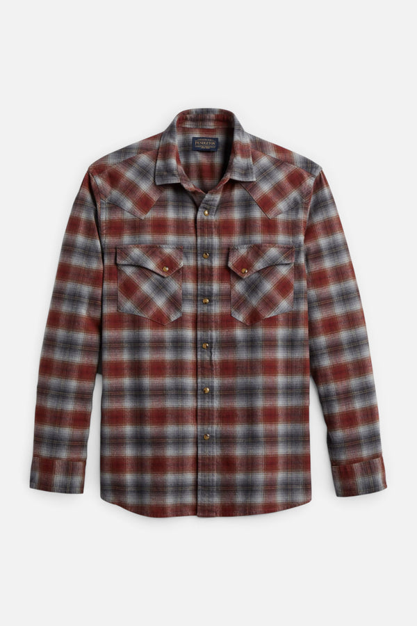 Pendleton Wyatt Snap-Front Shirt in Charcoal & Red Plaid