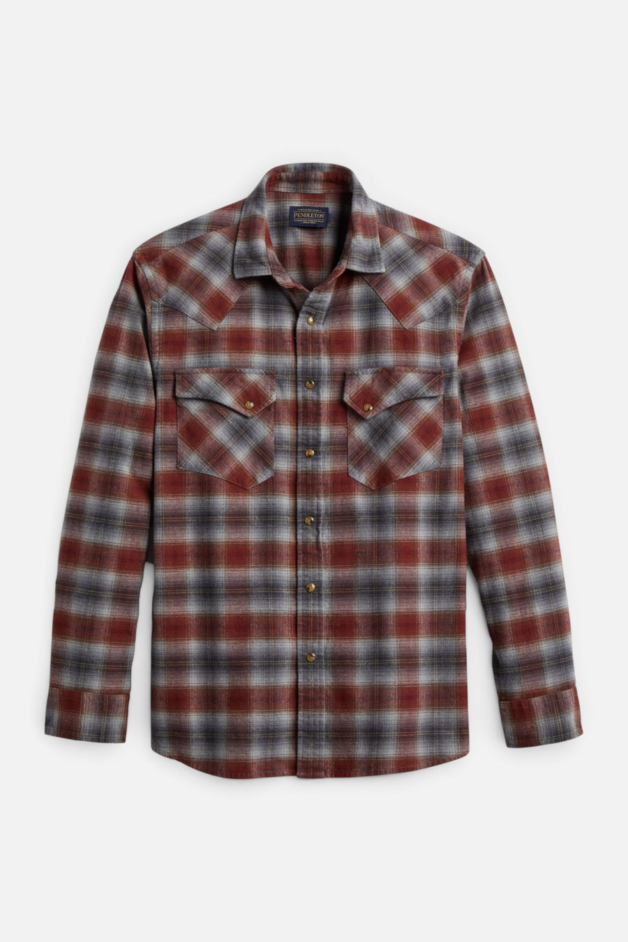 Pendleton Wyatt Snap-Front Shirt in Charcoal & Red Plaid – front view