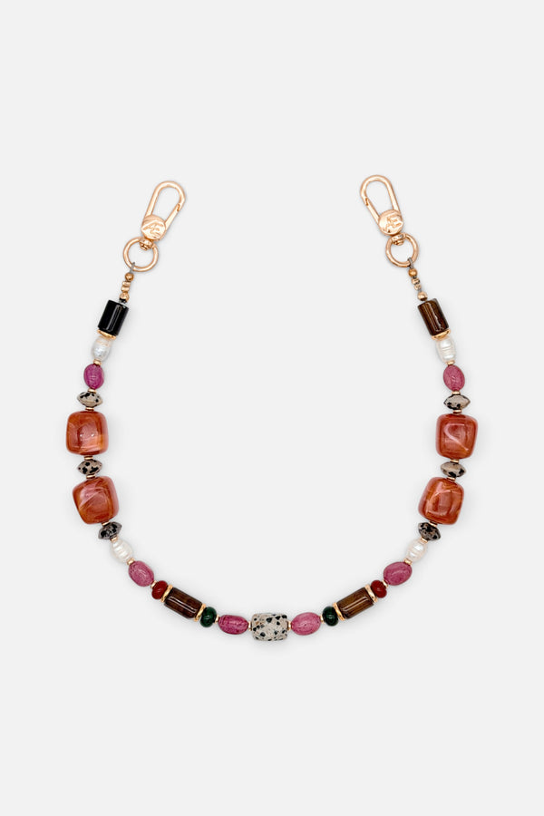 Pepper Beaded Phone Strap Wristlet with Gold Hardware