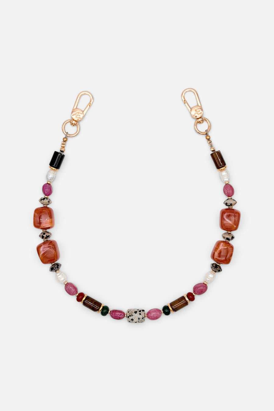 Pepper Beaded Phone Strap Wristlet with Gold Hardware – front view