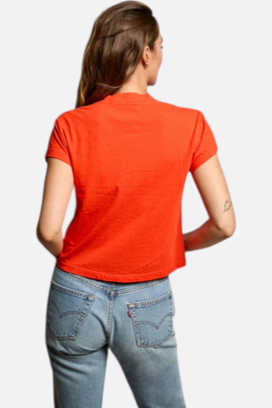 Perfect White Tee Alanis V Neck Tee in Tomato – detail