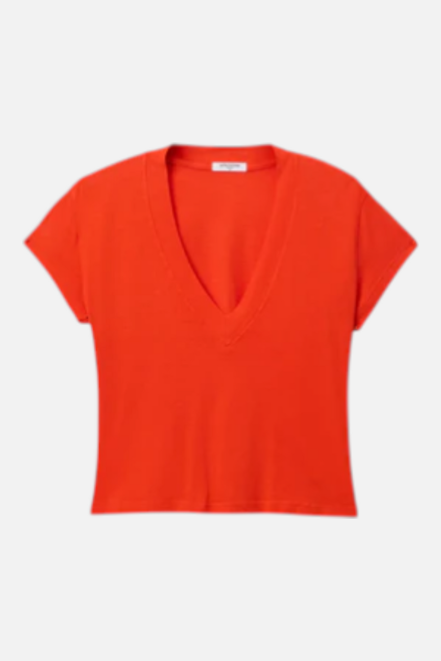 Perfect White Tee Alanis V Neck Tee in Tomato – flat lay
