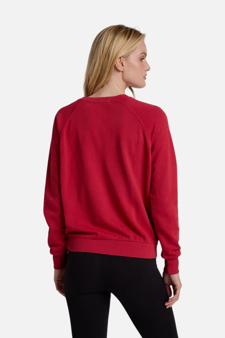 Perfect White Tee Alexi French Terry Sweatshirt in True Red – back view