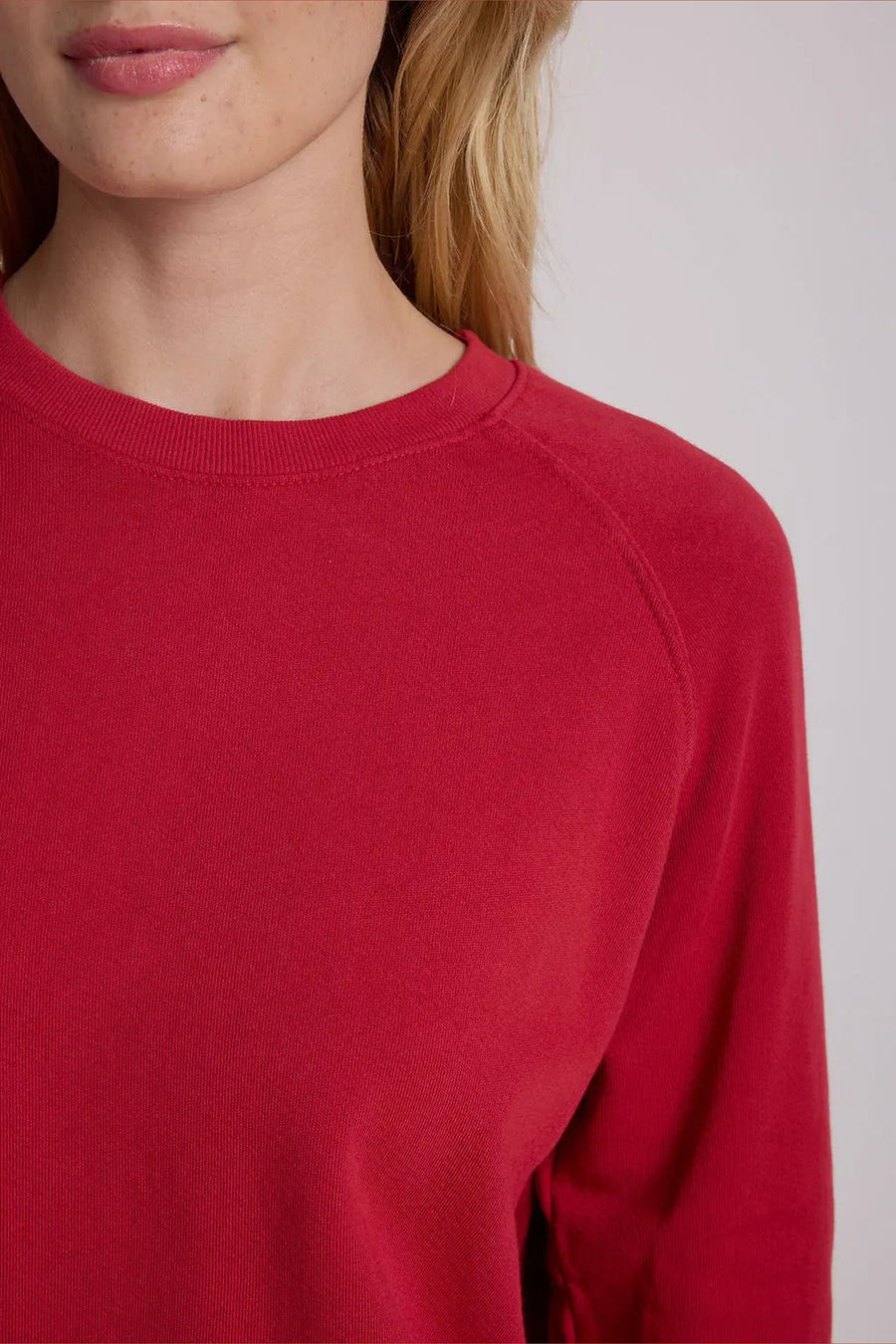 Perfect White Tee Alexi French Terry Sweatshirt in True Red – detail