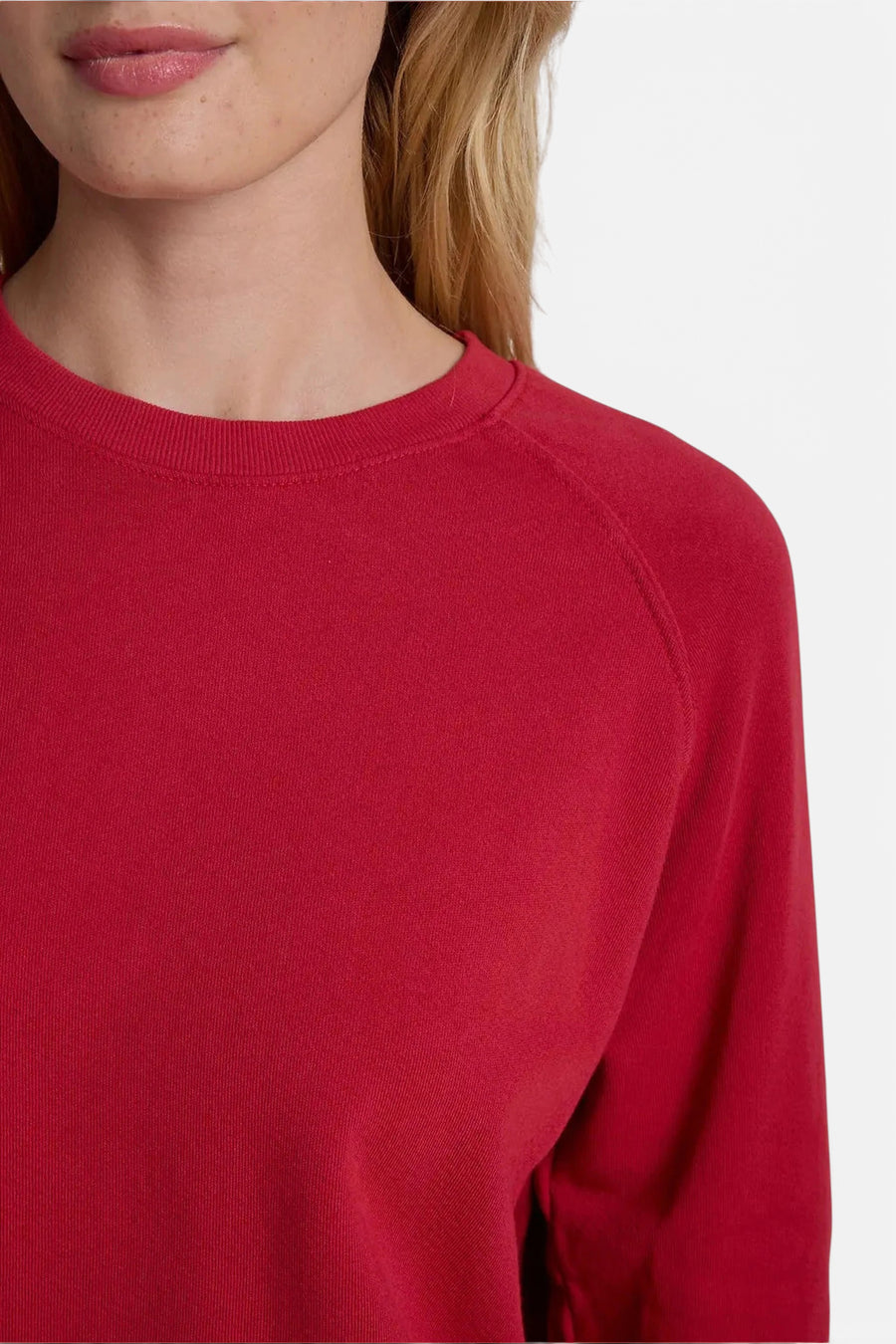 Perfect White Tee Alexi French Terry Sweatshirt in True Red – detail