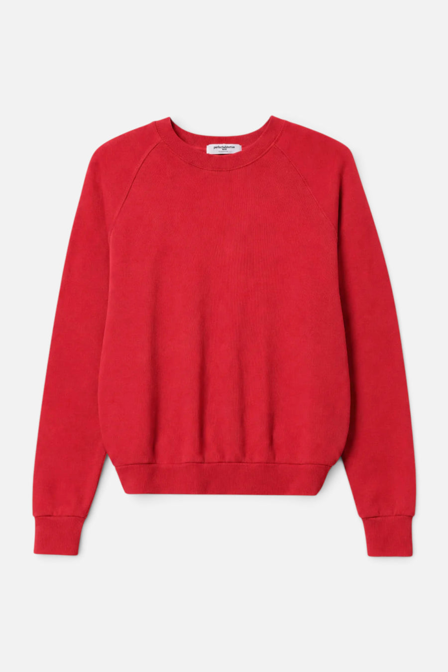 Perfect White Tee Alexi French Terry Sweatshirt in True Red – flat lay