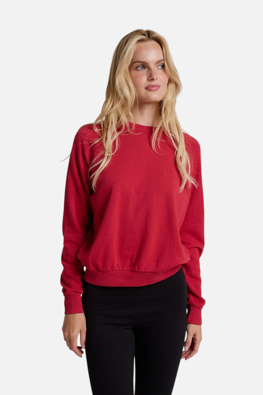 Perfect White Tee Alexi French Terry Sweatshirt in True Red – front view