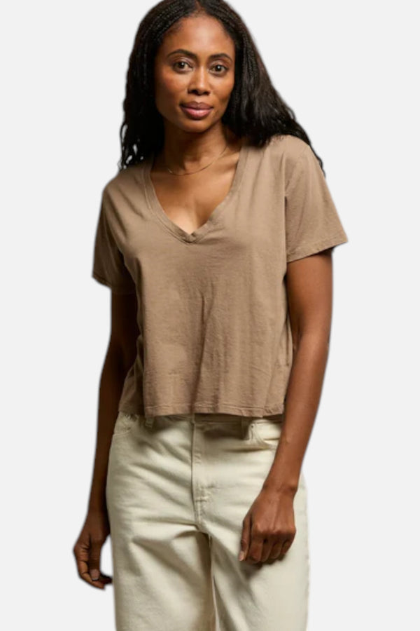 Perfect White Tee Beckett V Neck in Mocha