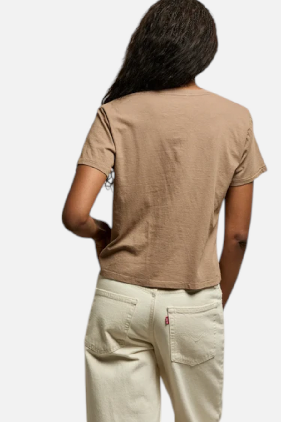 Perfect White Tee Beckett V Neck in Mocha – side view