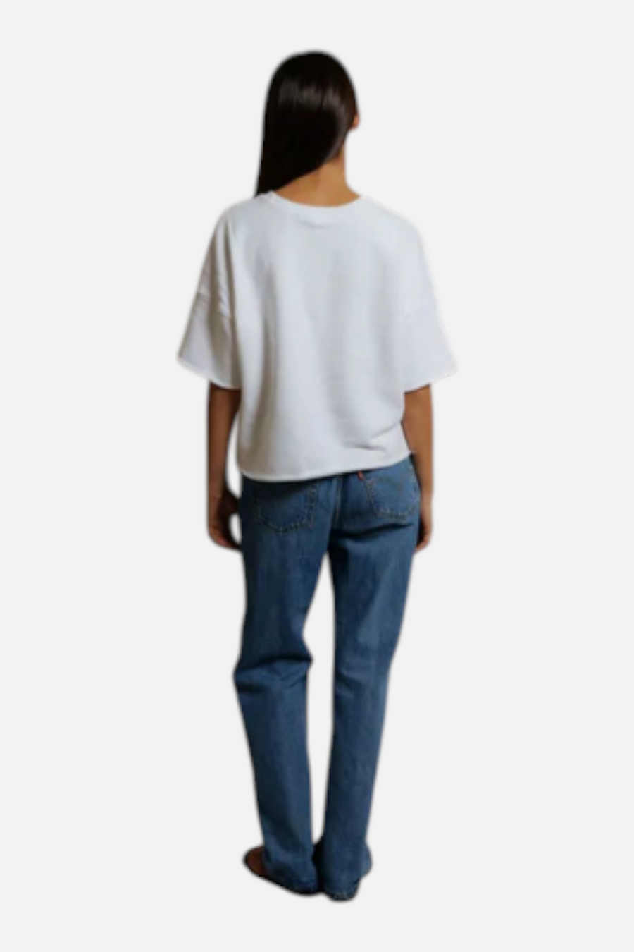 Perfect White Tee Ezra Short Sleeve Sweatshirt in White – side view