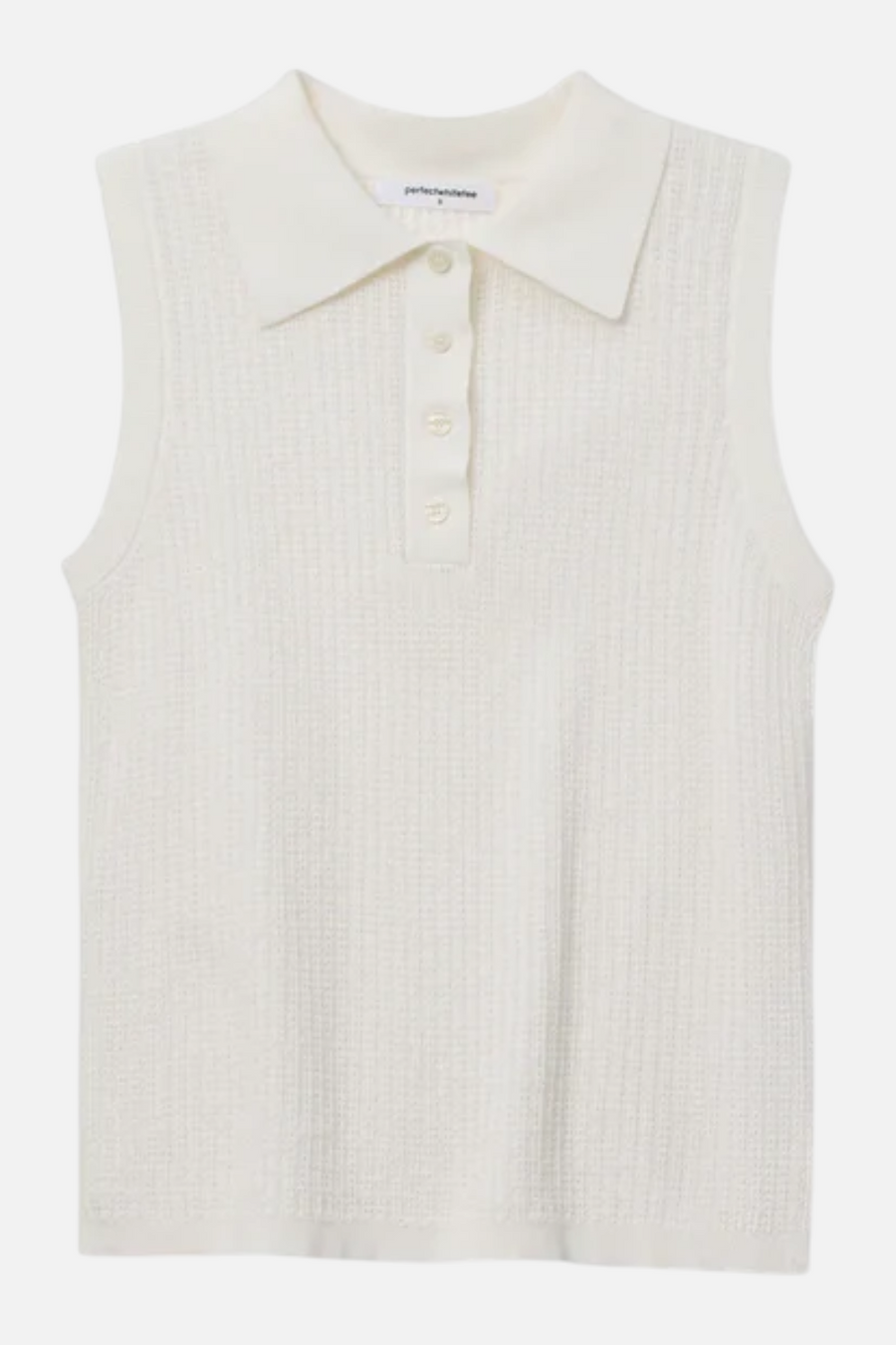 Perfect White Tee Fran Pointelle Collar Sleeveless Polo in White – alternate
