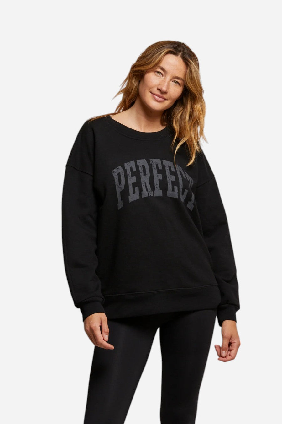Perfect White Tee French Terry Perfect Sweatshirt in True Black – detail