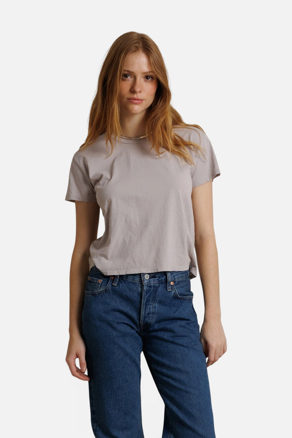 Perfect White Tee Harley Boxy Crew Tee in Cloud Grey