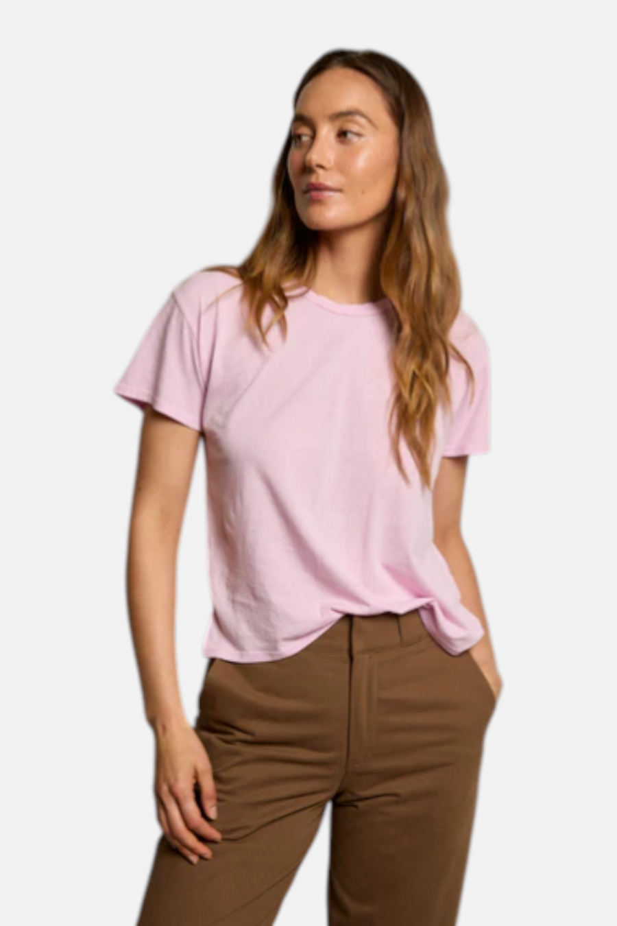 Perfect White Tee Harley Slightly Oversized Boxy Tee in Sugar Pink – back view