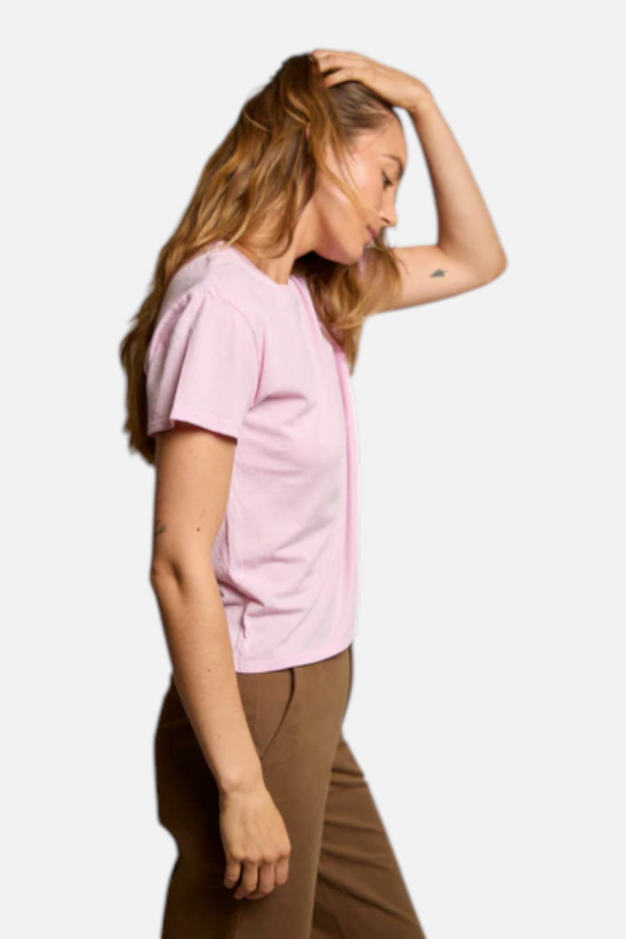 Perfect White Tee Harley Slightly Oversized Boxy Tee in Sugar Pink – side view