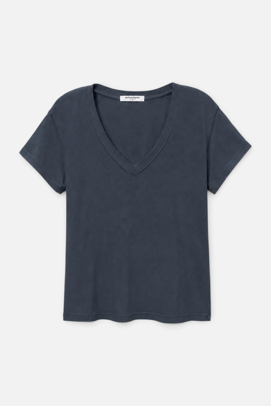 Perfect White Tee Hendrix Boxy V-Neck Tee in Turbulence – flat lay