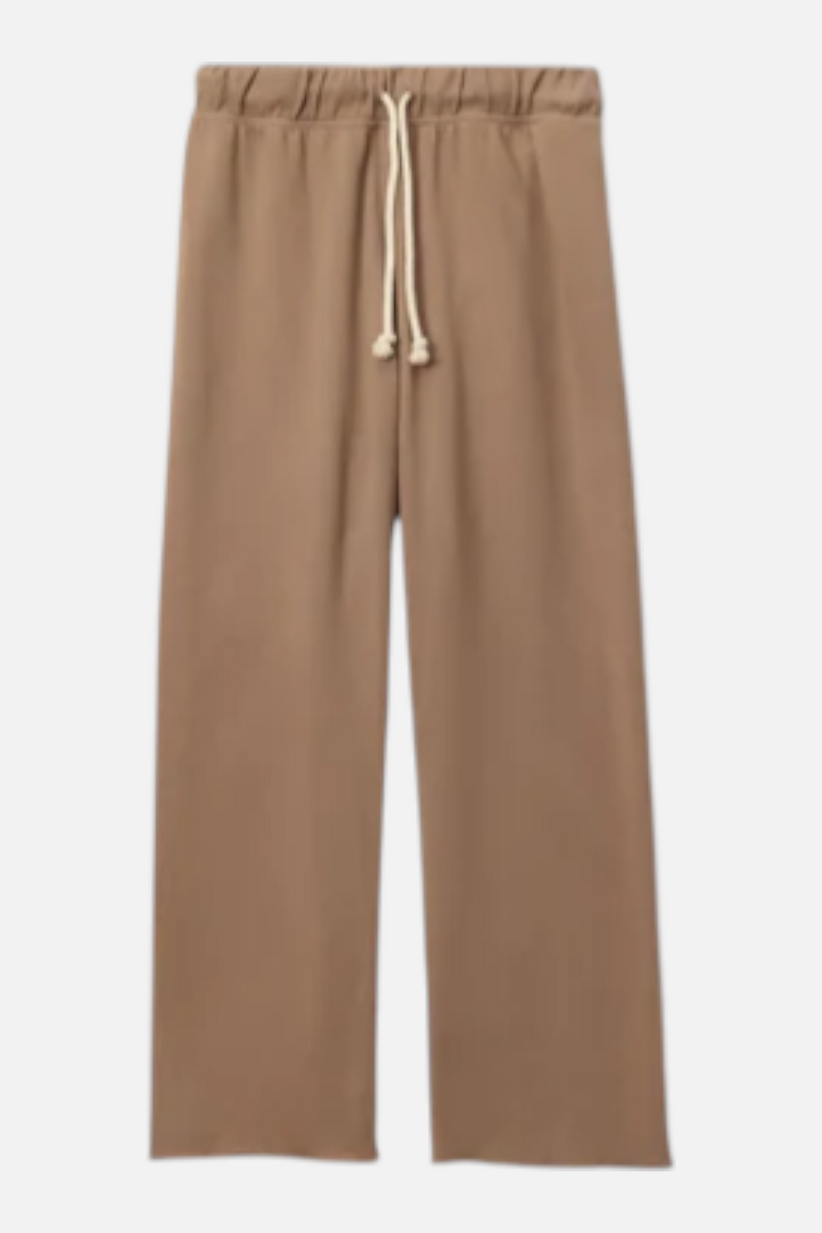 Perfect White Tee Jamaica Beach Fleece Capri Pant in Mocha – flat lay
