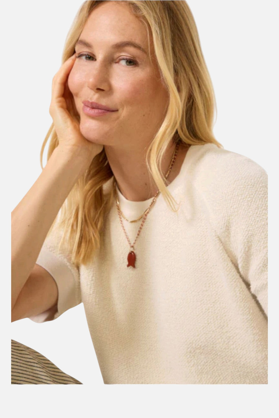 Perfect White Tee Kennedy Reverse Tee in Sugar – on model