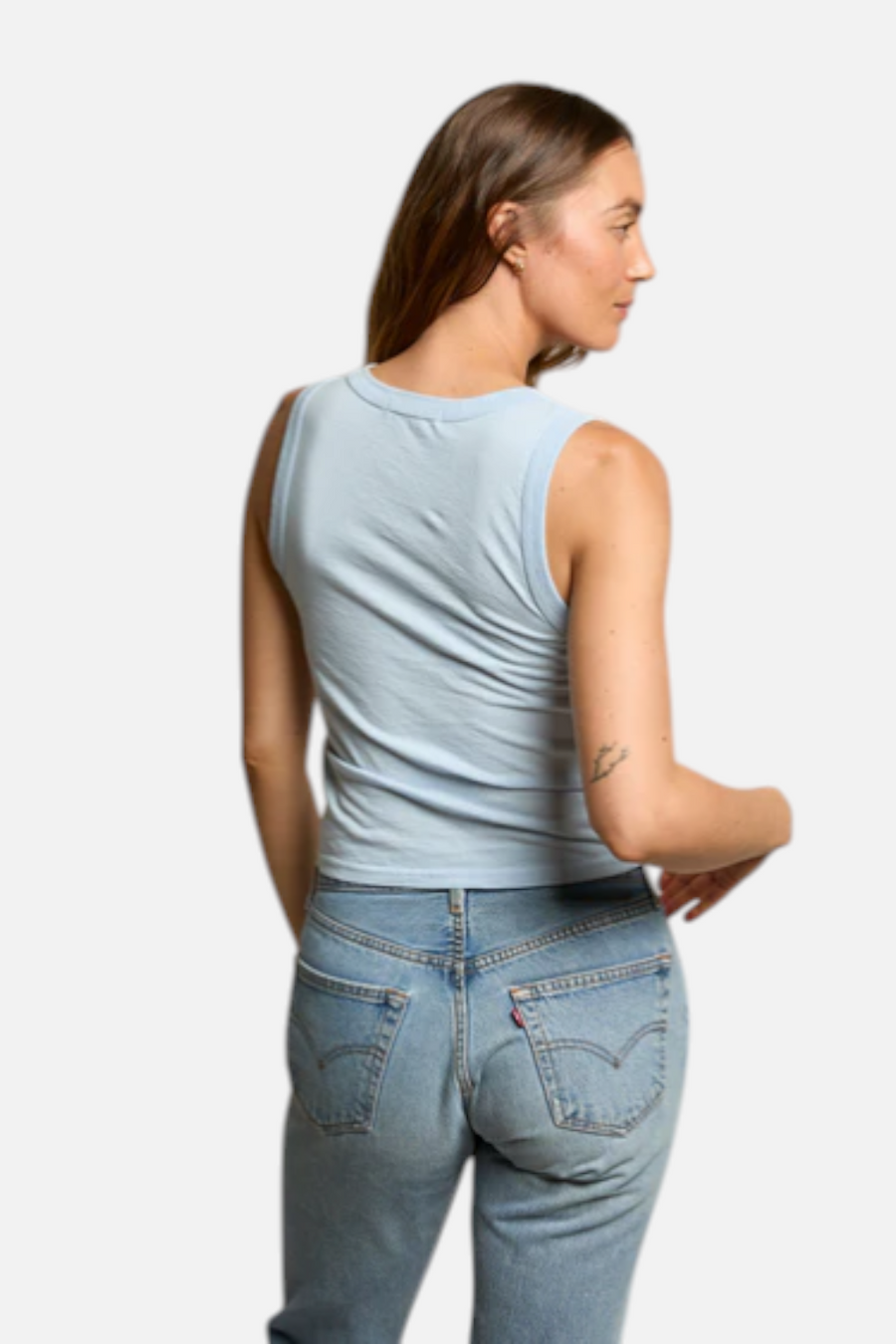 Perfect White Tee Khara Tank in Powder Blue – back view
