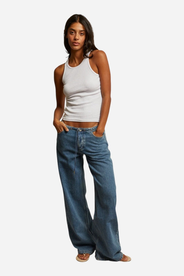 Perfect White Tee Kravitz Fine Rib High Neck Tank in White