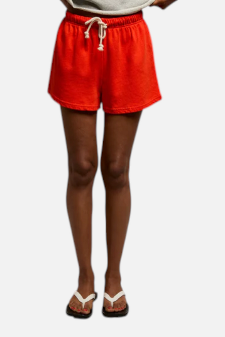 Perfect White Tee Layla Sweat Shorts in Tomato – back view