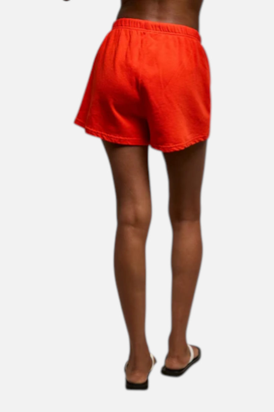 Perfect White Tee Layla Sweat Shorts in Tomato – side view