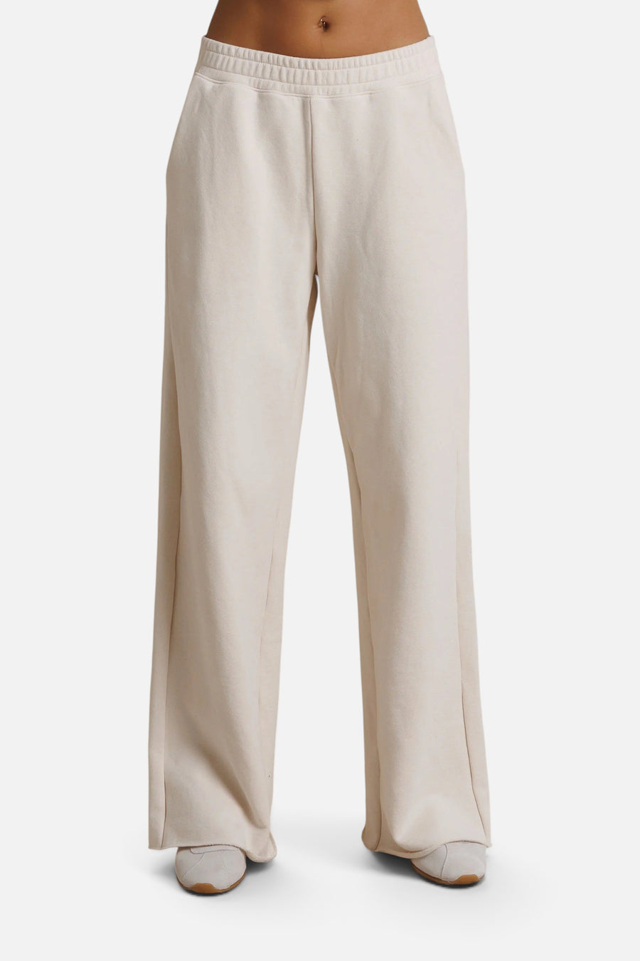 Perfect White Tee Leni French Terry Pull-On Pant in Sugar – front view