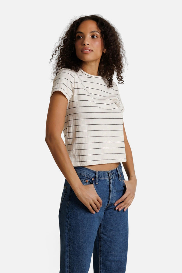 Perfect White Tee Lisa Stripe Tee in Natural Stripe