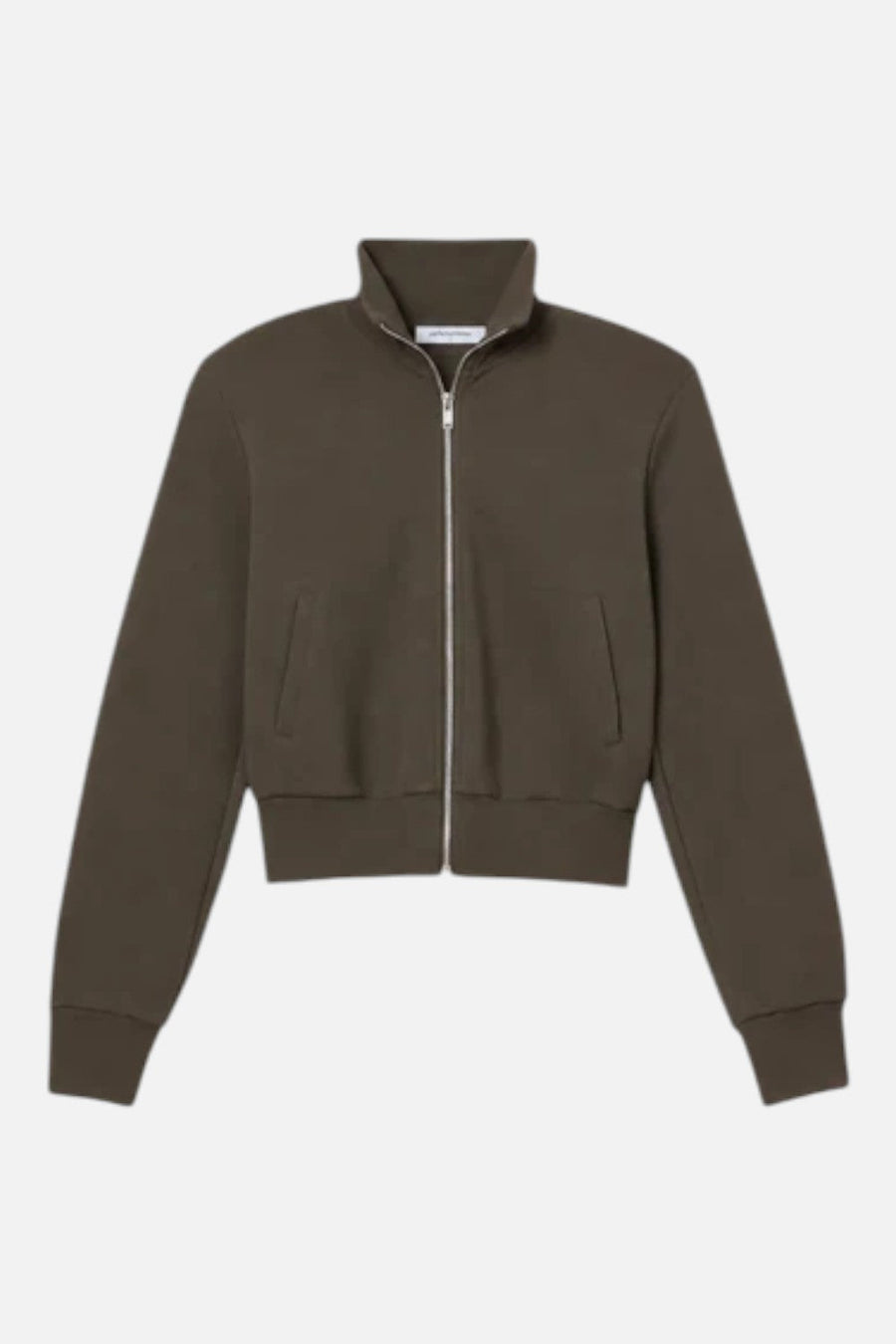 Perfect White Tee Milana Travel Track Jacket in Dark Olive – back view