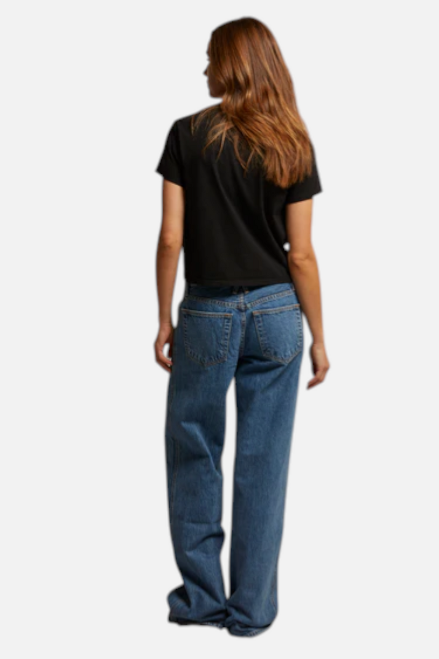 Perfect White Tee Springsteen Baby Tee in Black – back view