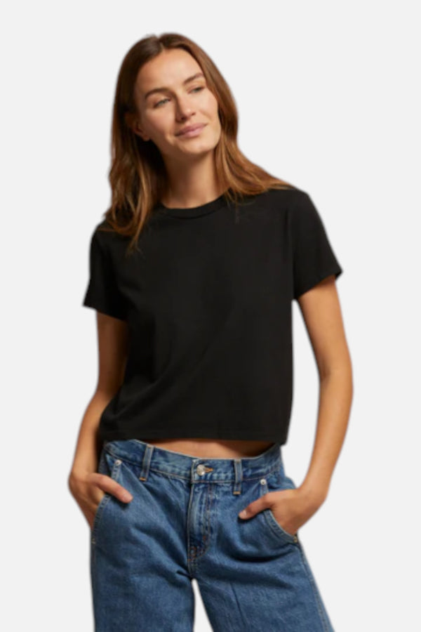 Perfect White Tee Springsteen Baby Tee in Black