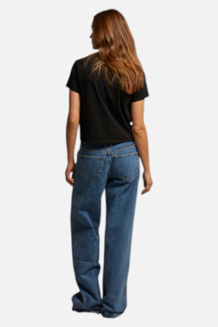 Perfect White Tee Springsteen Baby Tee in Black – back view