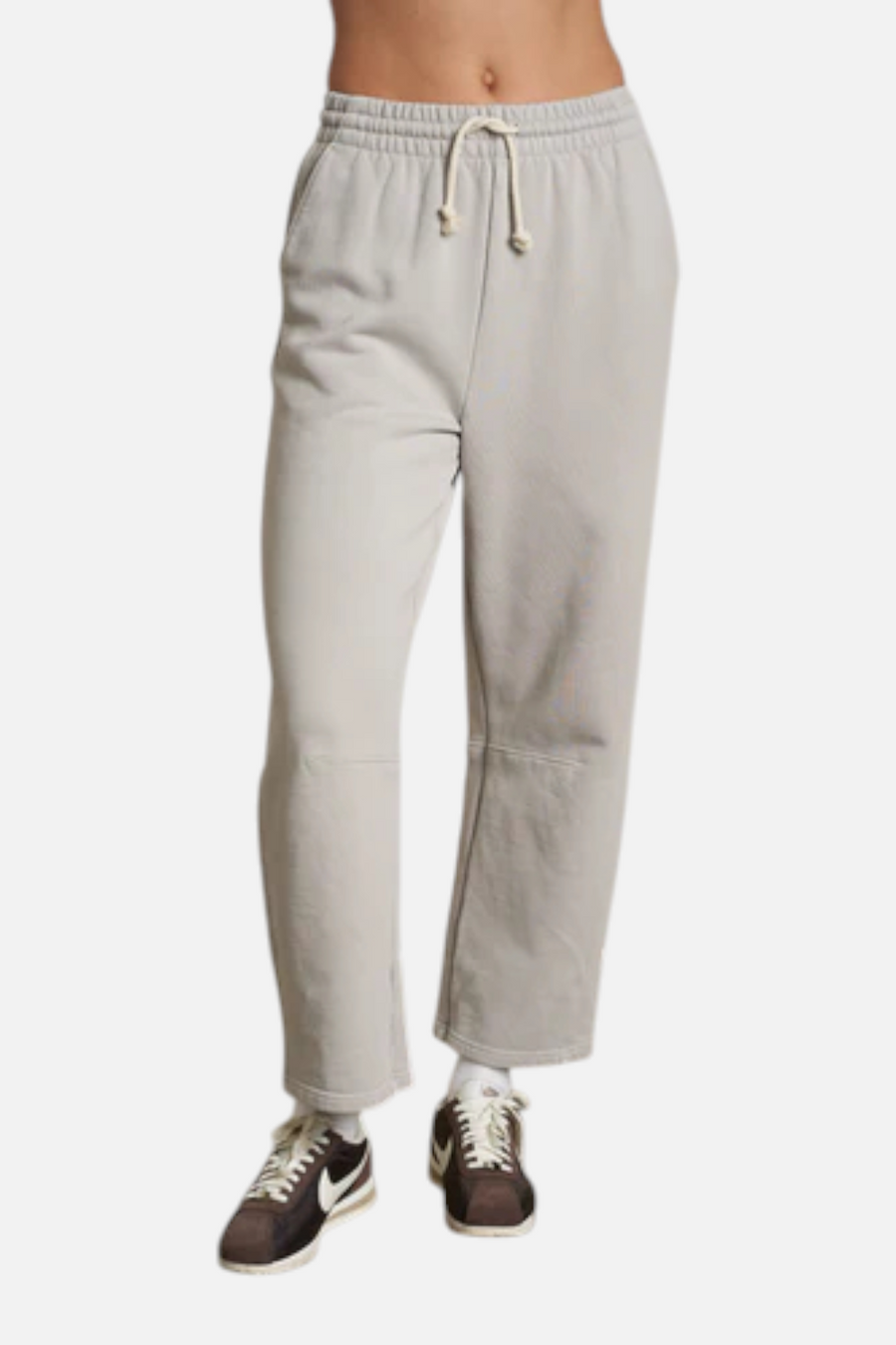 Perfect White Tee Women's Fallon Barrel Sweatpant in Silver – back view