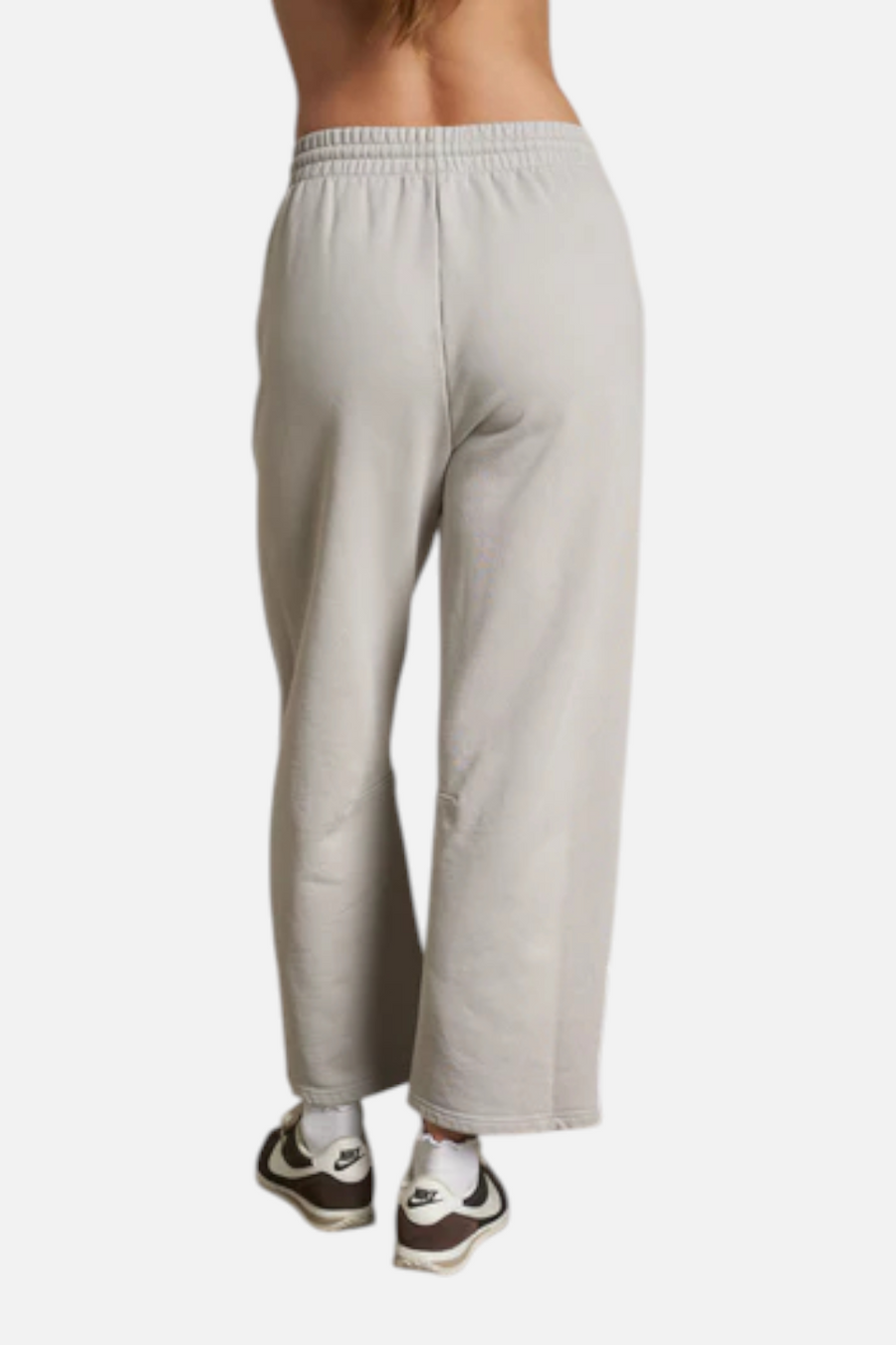 Perfect White Tee Women's Fallon Barrel Sweatpant in Silver – side view
