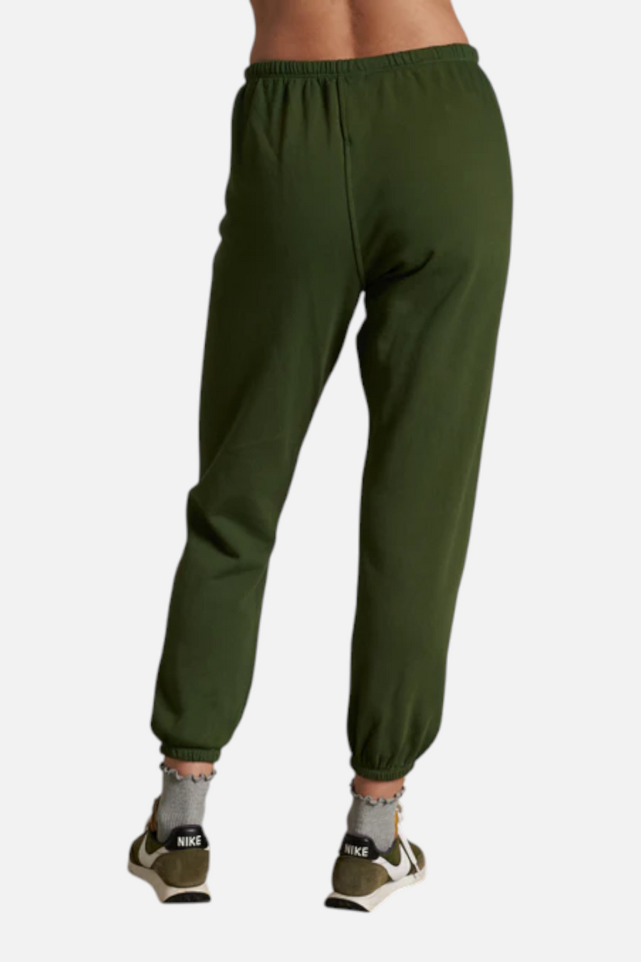 Perfect White Tee Women's Johnny French Terry Sweatpant in Fern Green – back view