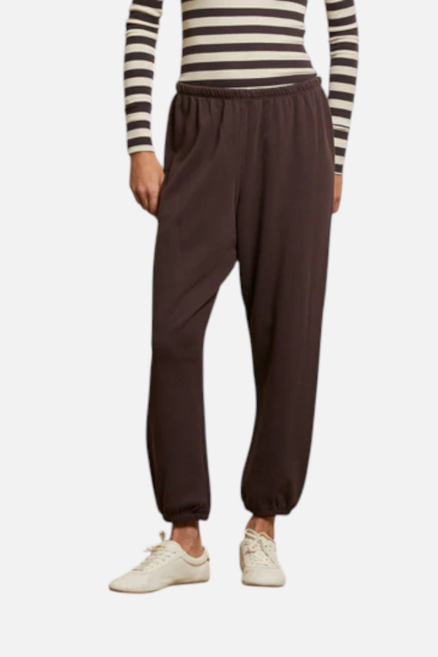 Perfect White Tee Women's Johnny Sweatpant in Cocoa – back view