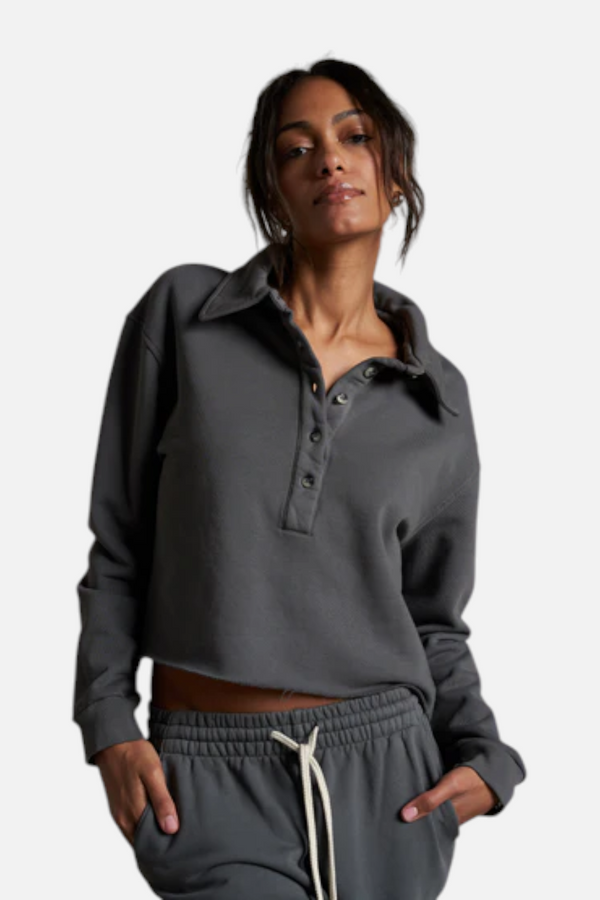 Perfect White Tee Women's Vinny 3/4 Sweatshirt in True Black