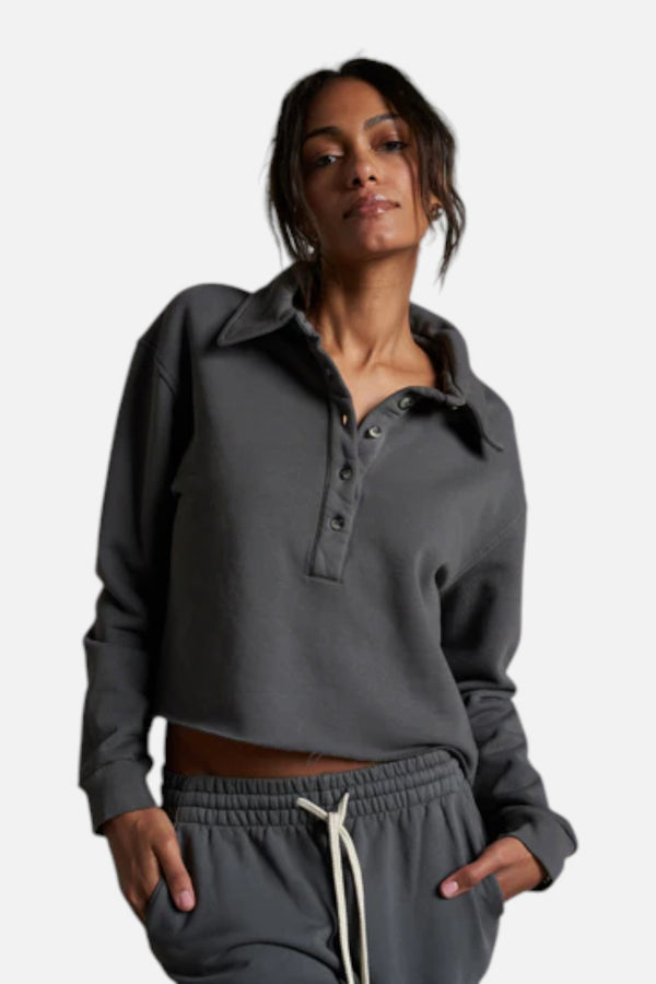 Perfect White Tee Women's Vinny 3/4 Sweatshirt in True Black