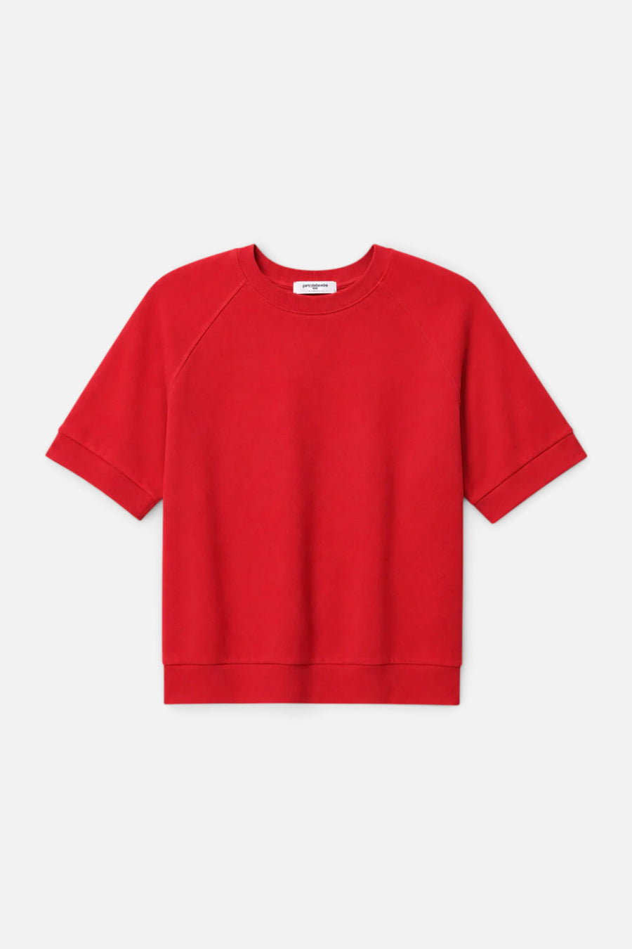 Perfect White Tee Ziggy Short Sleeve Sweatshirt in True Red – flat lay