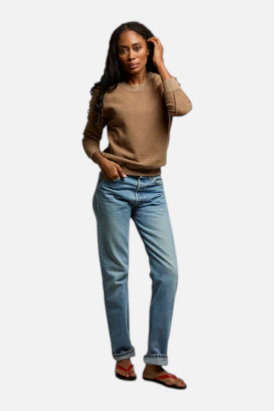 Perfect White Tee Ziggy Sweatshirt in Mocha – back view