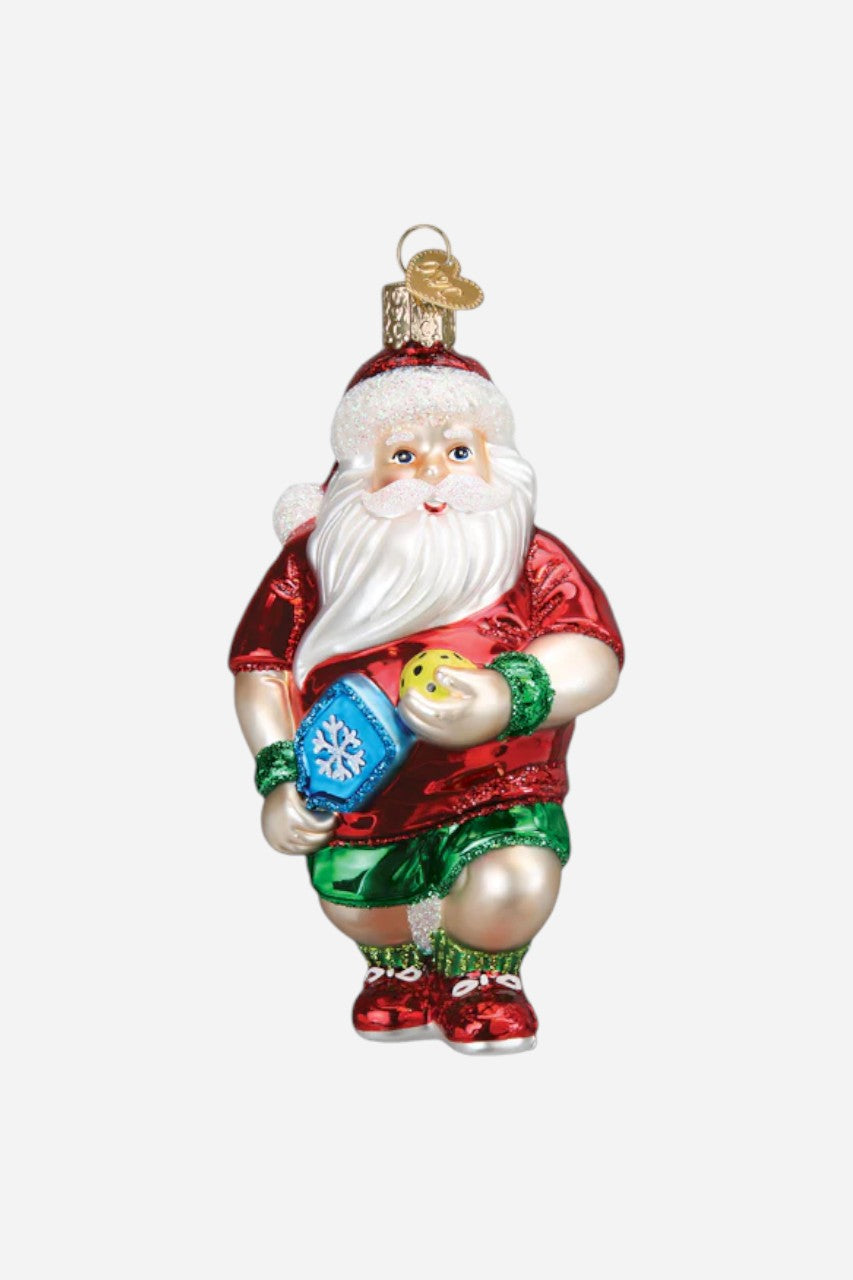 Pickleball Santa Ornament – front view