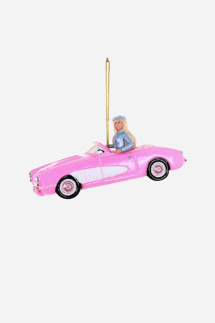 Pink Corvette Ornament – front view