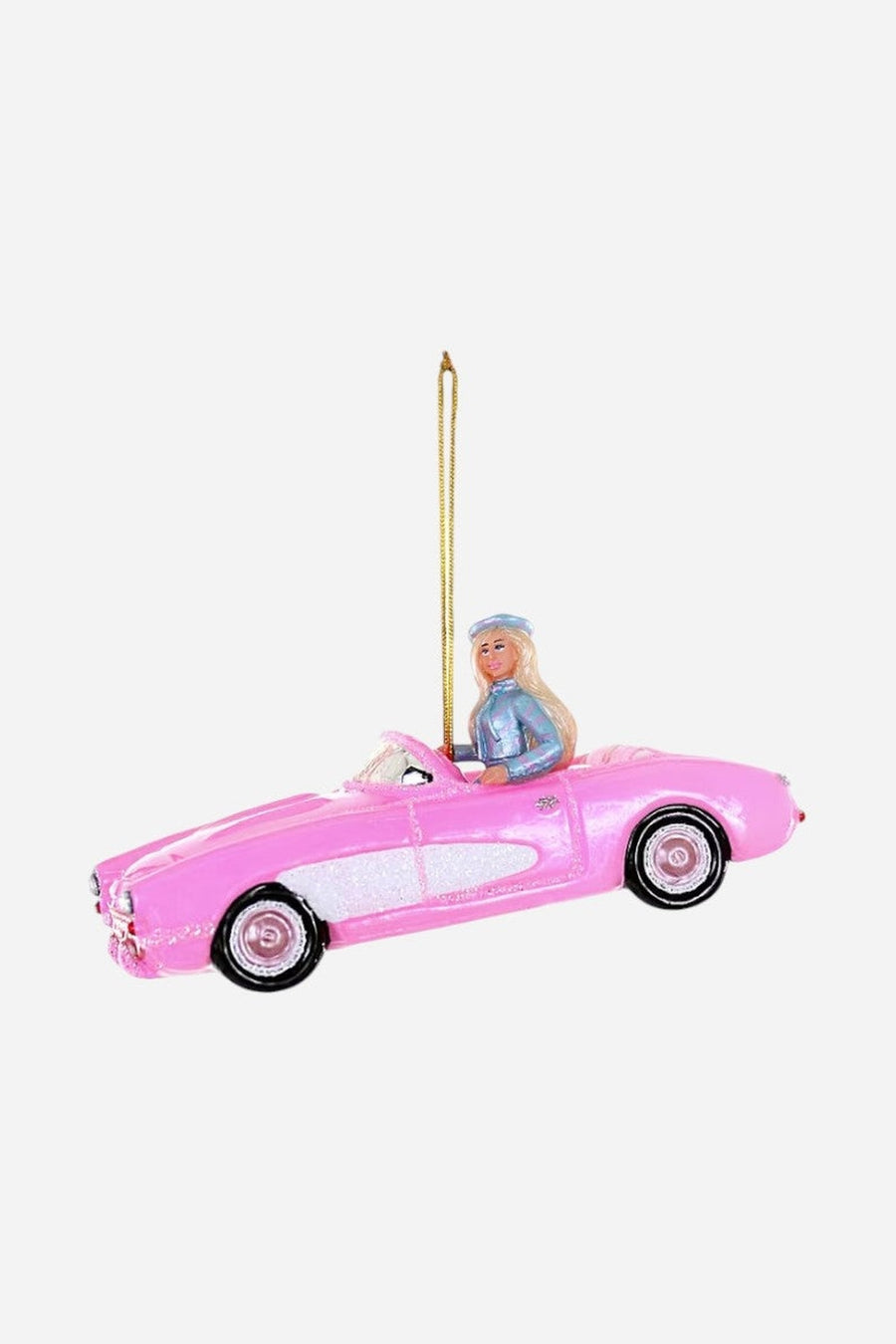 Pink Corvette Ornament – three-quarter view