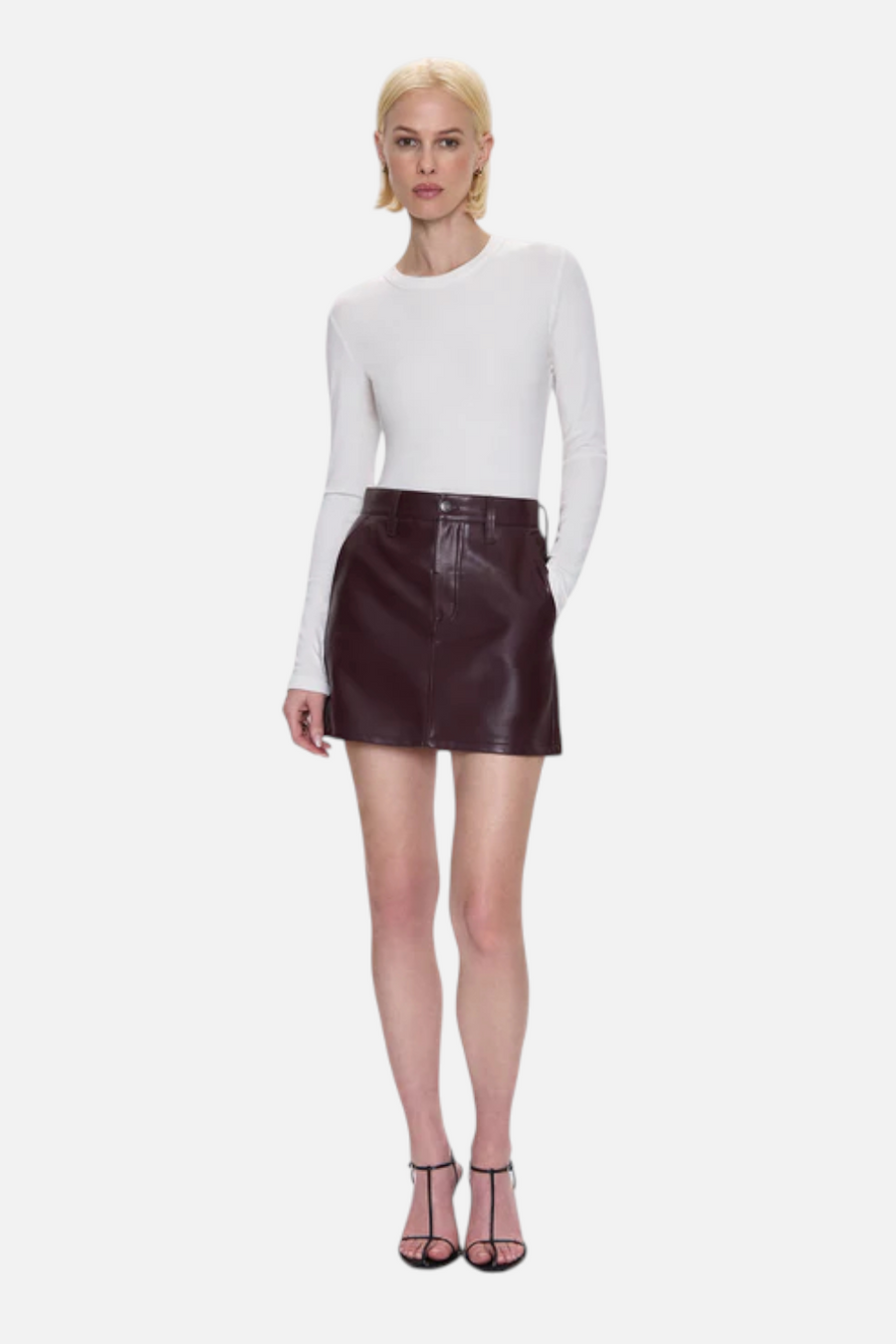 Pistola Abi High Rise Mini Skirt in Cabernet – detail