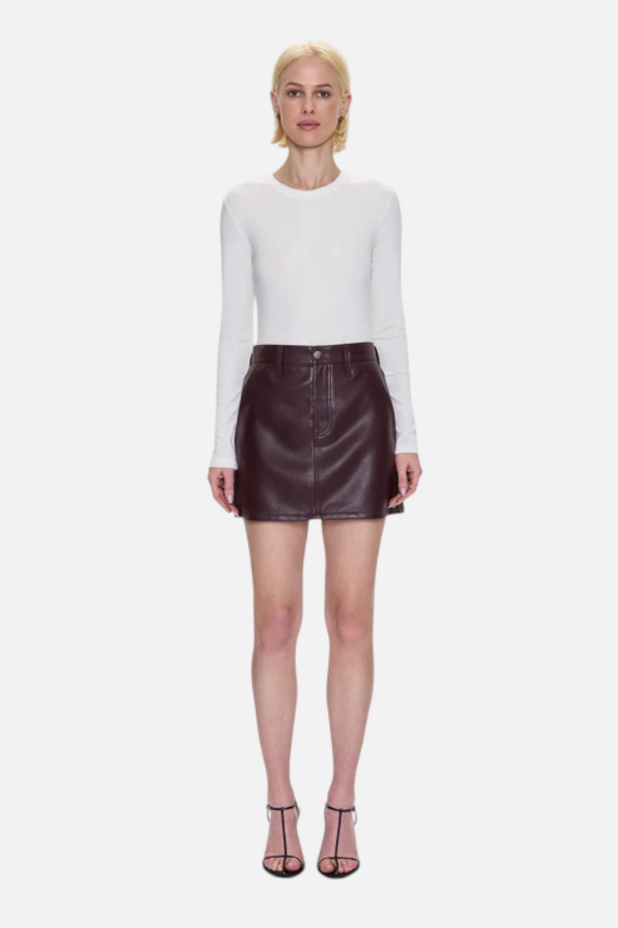 Pistola Abi High Rise Mini Skirt in Cabernet – front view