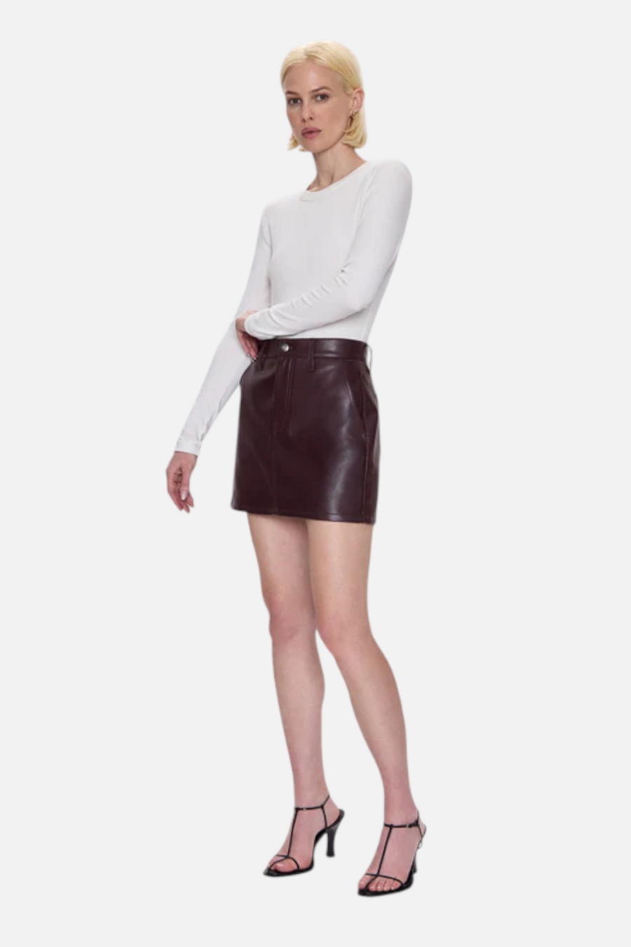 Pistola Abi High Rise Mini Skirt in Cabernet – side view