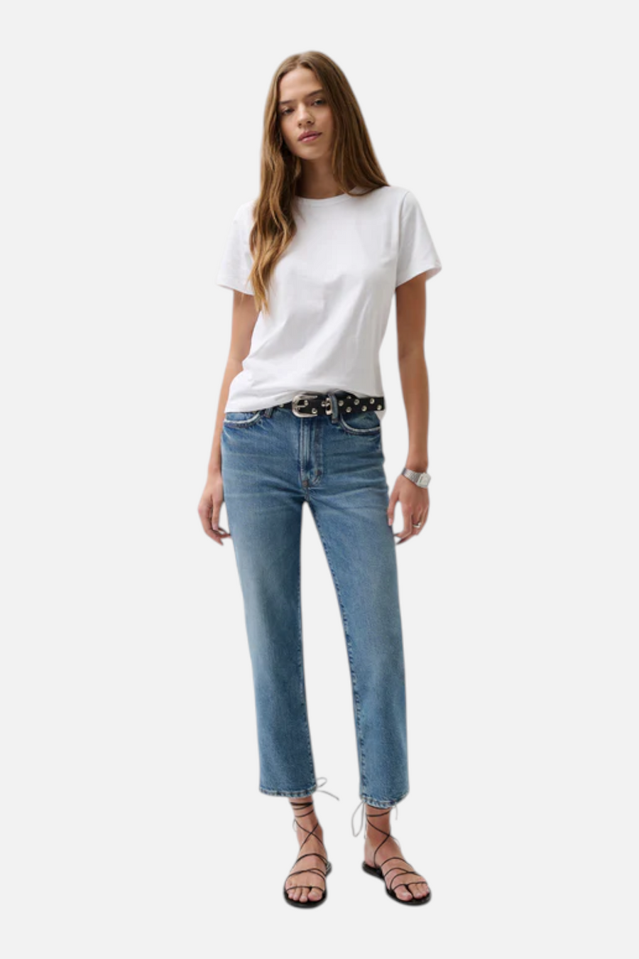 Pistola Aleks Mid Rise Crop Straight Jean in River – back view