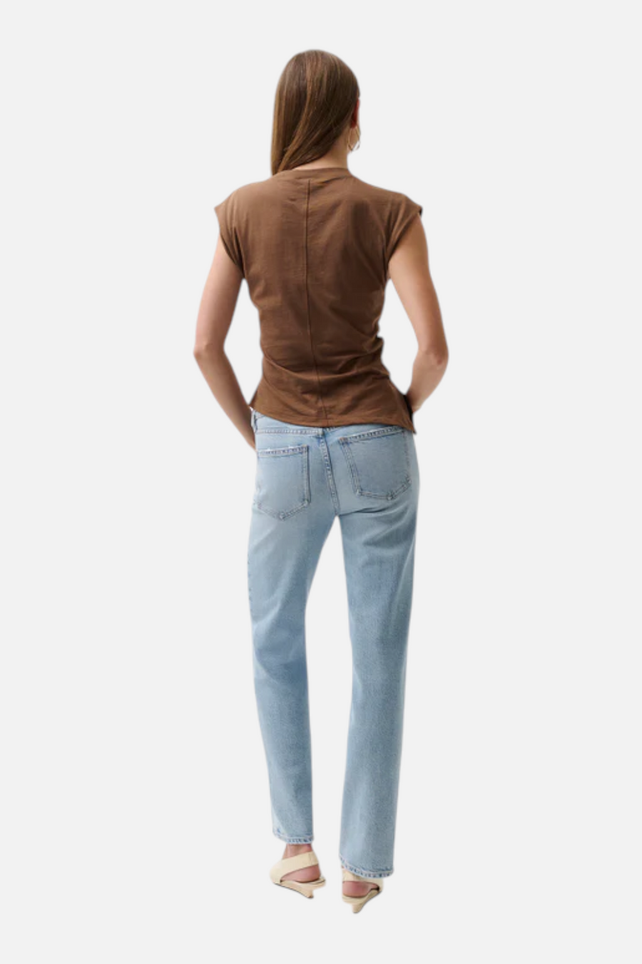 Pistola Aleks Mid-Rise Straight Leg Jean in Aegean – detail